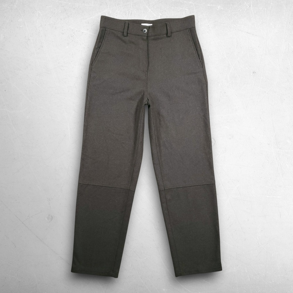 Massimo Dutti Wool Blend Pants Women 6 Olive Brown High Waist Trousers Academia